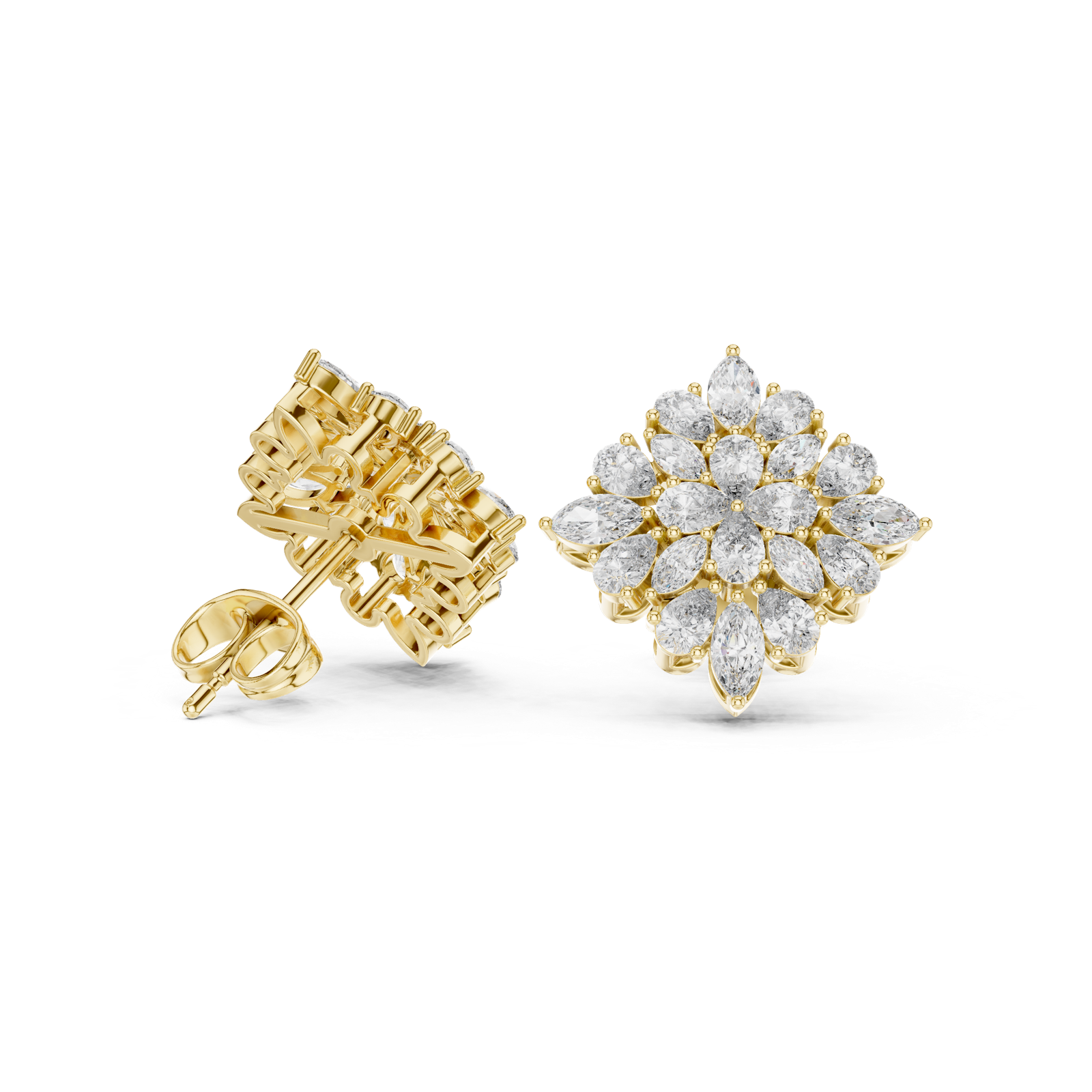 Gold Earrings AGDER-234, Yellow Gold, view 1