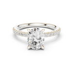 Gold Ring DDLR-256, Oval center stone, White Gold