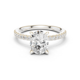 Gold Ring DDLR-256, Oval center stone, White Gold