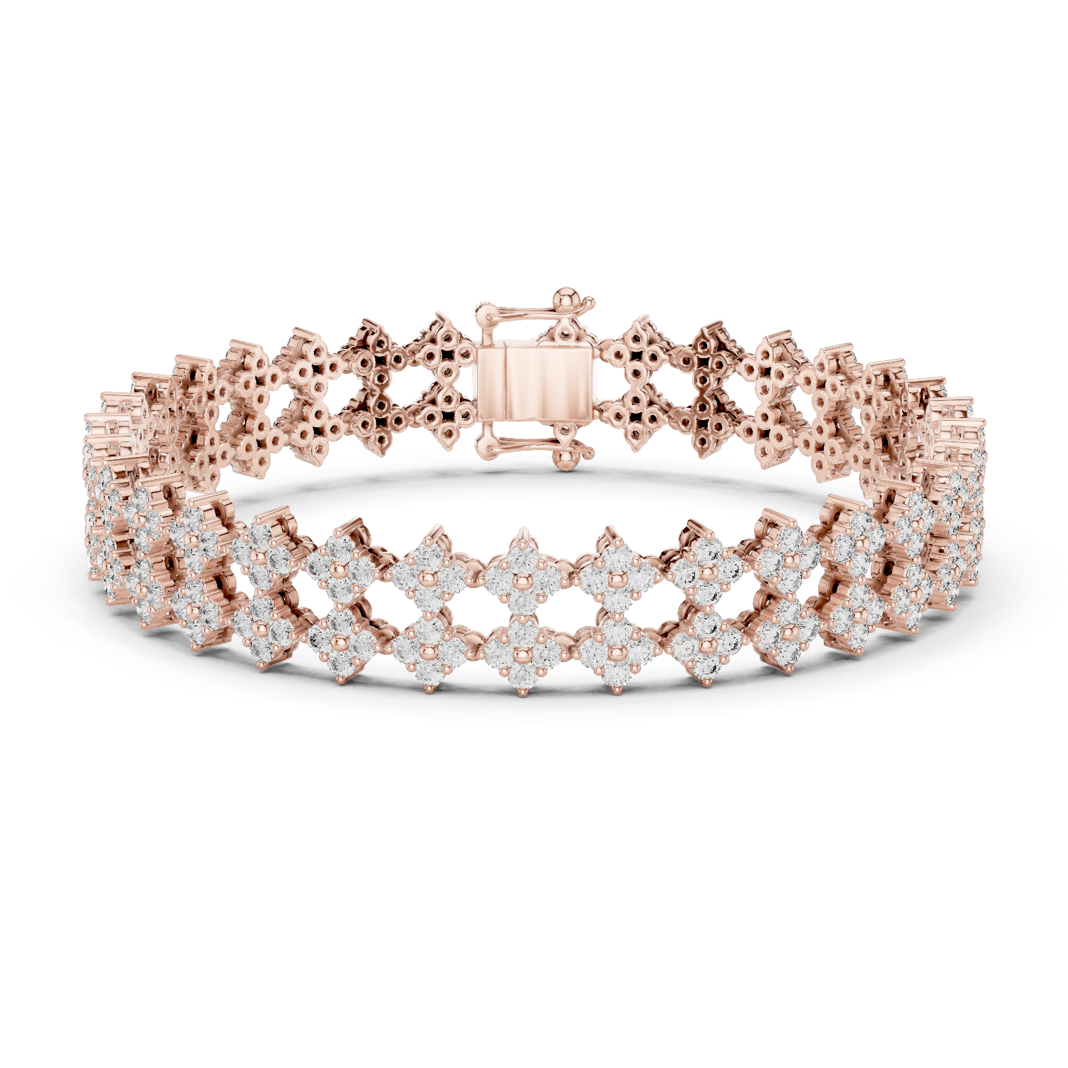 14K Solid Gold Lab Diamond Bracelet, Rose Gold