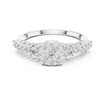 14K Solid Gold Lab Diamond Cluster Ring, White Gold