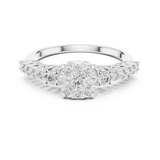 14K Solid Gold Lab Diamond Cluster Ring, White Gold