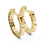 14K Solid Gold Lab Diamond Huggie Earrings, Yellow Gold, view 3