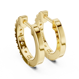14K Solid Gold Lab Diamond Huggie Earrings, Yellow Gold, view 3