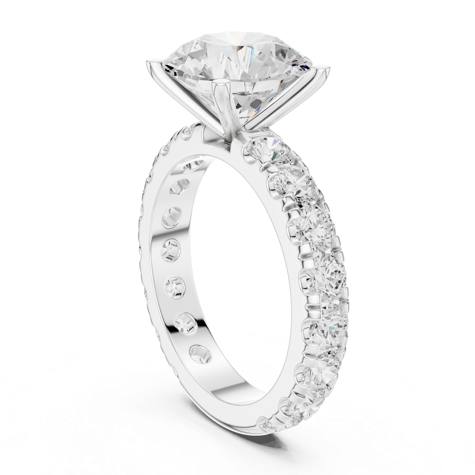 Gold Jewelry L35-63, Round center stone, White Gold, view 1