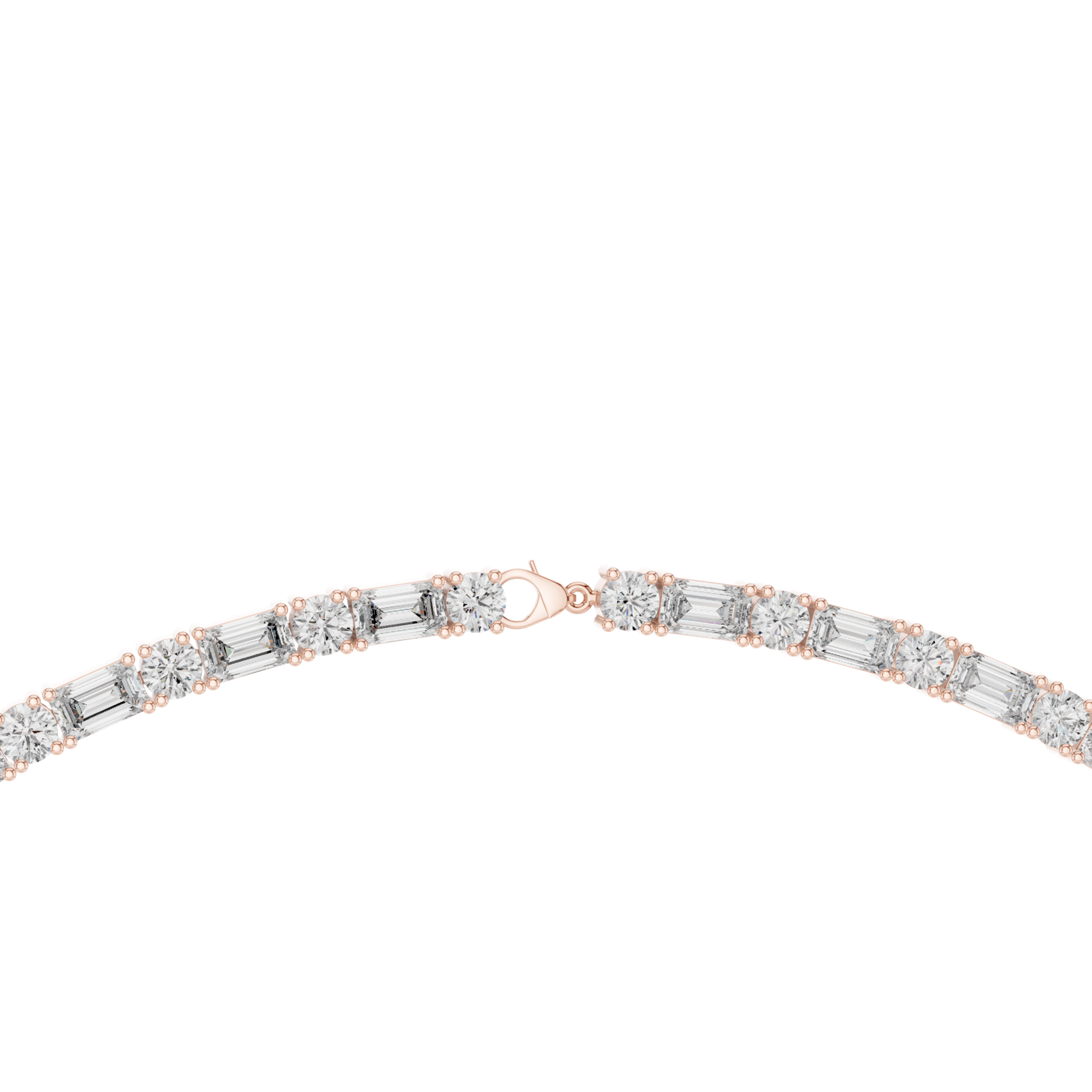14K Solid Gold Lab Diamond Tennis Necklace, Rose Gold, view 4