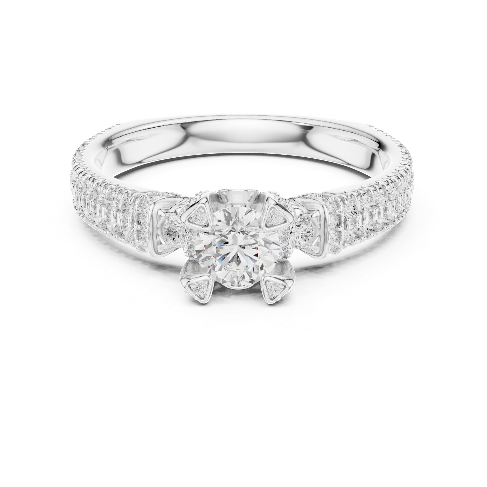 Gold Ring LR-0296, White Gold, view 4