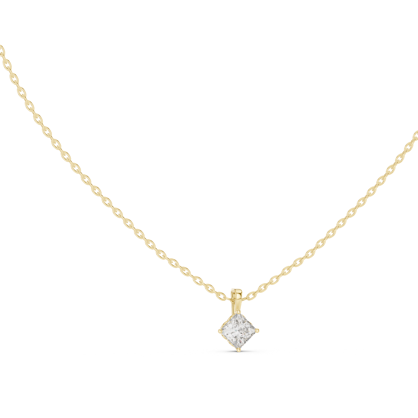 14K Solid Gold Lab Diamond Solitaire Pendant Necklace, Yellow Gold, view 1