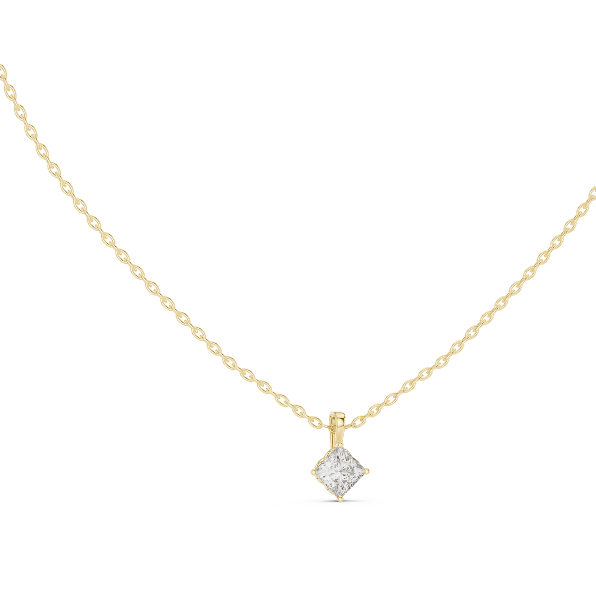 14K Solid Gold Lab Diamond Solitaire Pendant Necklace, Yellow Gold, view 1