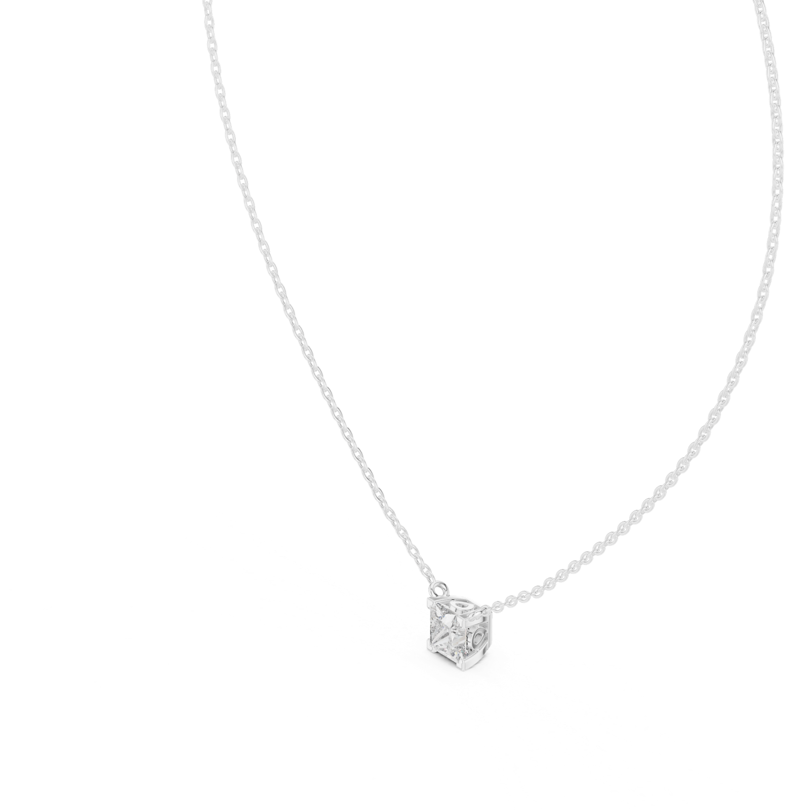14K Solid Gold Lab Diamond Solitaire Pendant Necklace, White Gold, view 2
