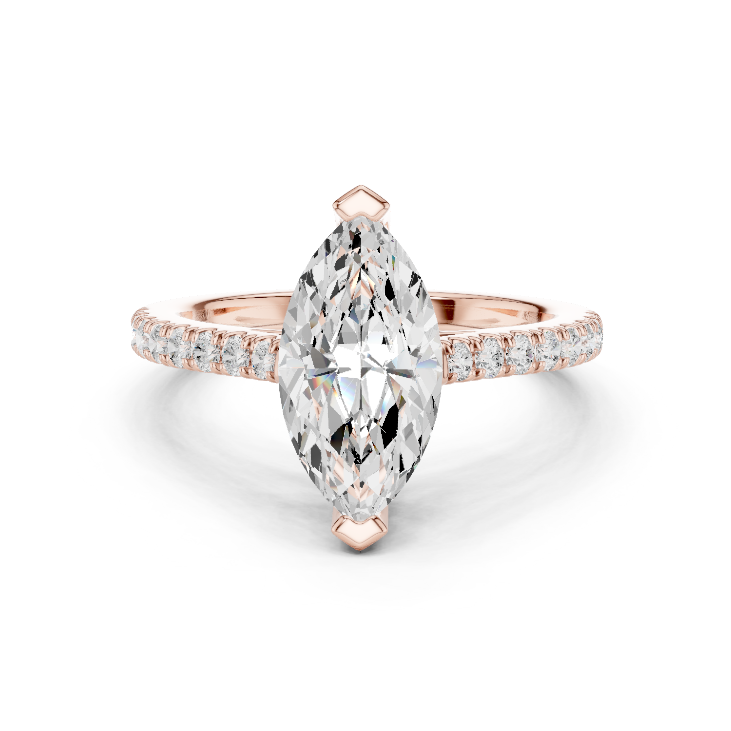 Gold Ring DDLR-039, Marquise center stone, Rose Gold