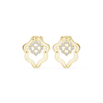 14K Solid Gold Lab Diamond Flower Cluster Earrings, Yellow Gold