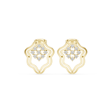 14K Solid Gold Lab Diamond Flower Cluster Earrings, Yellow Gold