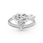 Gold Jewelry L35-39, Heart center stone, White Gold