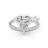 Gold Jewelry L35-39, Heart center stone, White Gold