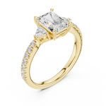 Gold Ring DDLR-037, Radiant center stone, Yellow Gold, view 2