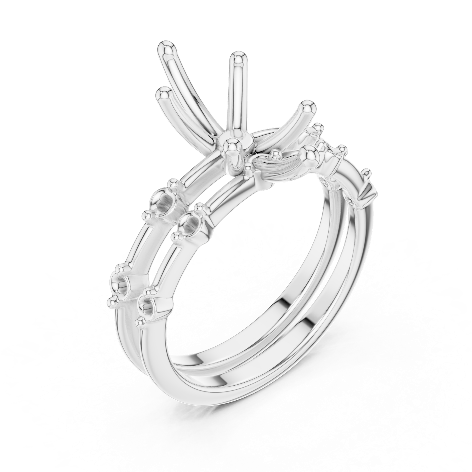 Gold Ring DDLR-441, Marquise center stone, White Gold, view 2