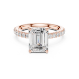 Gold Ring, Emerald center stone, Rose Gold, view 4