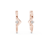 14K Solid Gold Lab Diamond Huggie Earrings, Rose Gold