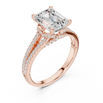 Gold Ring DDLR-252, Emerald center stone, Rose Gold, view 2