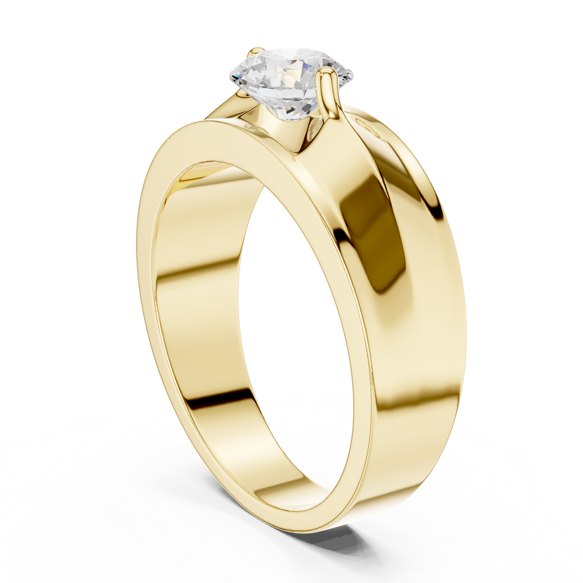 14K Solid Gold Lab Diamond Signet Ring, Yellow Gold, view 1