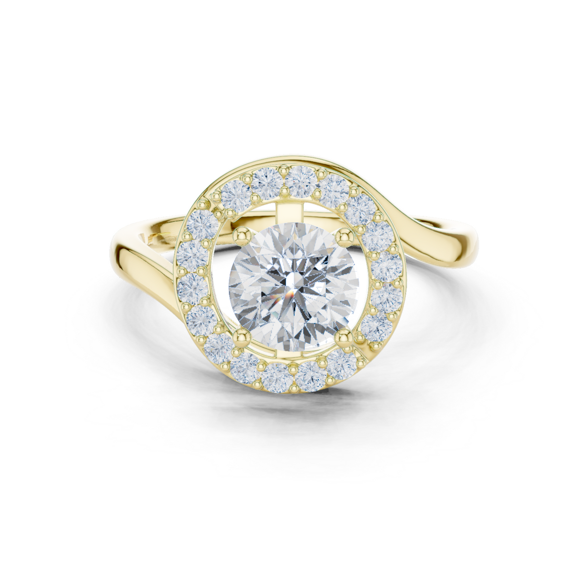 14K Solid Gold Lab Diamond Twist Ring, Yellow Gold