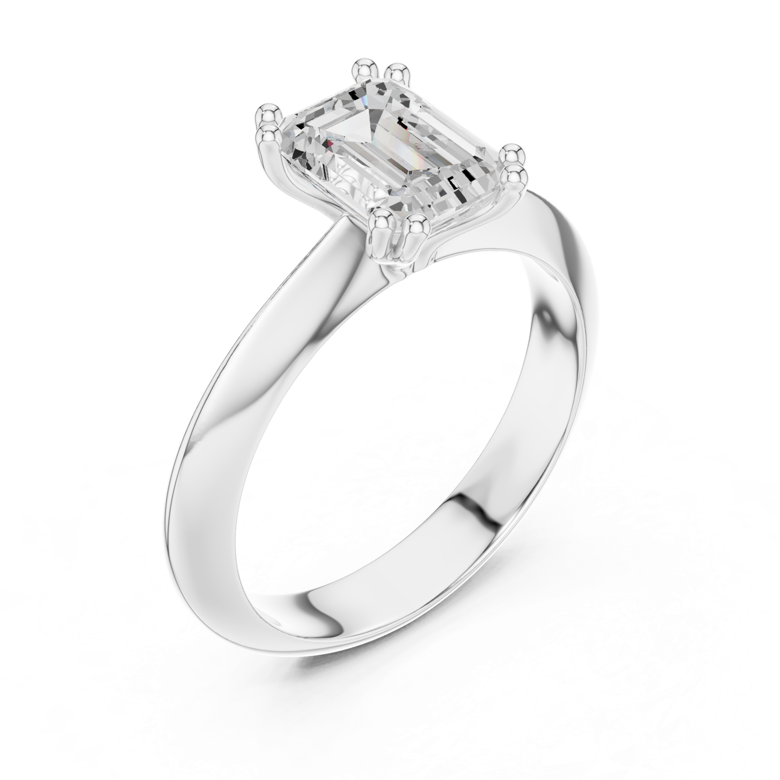 Gold Jewelry L36-8, Emerald center stone, White Gold, view 2