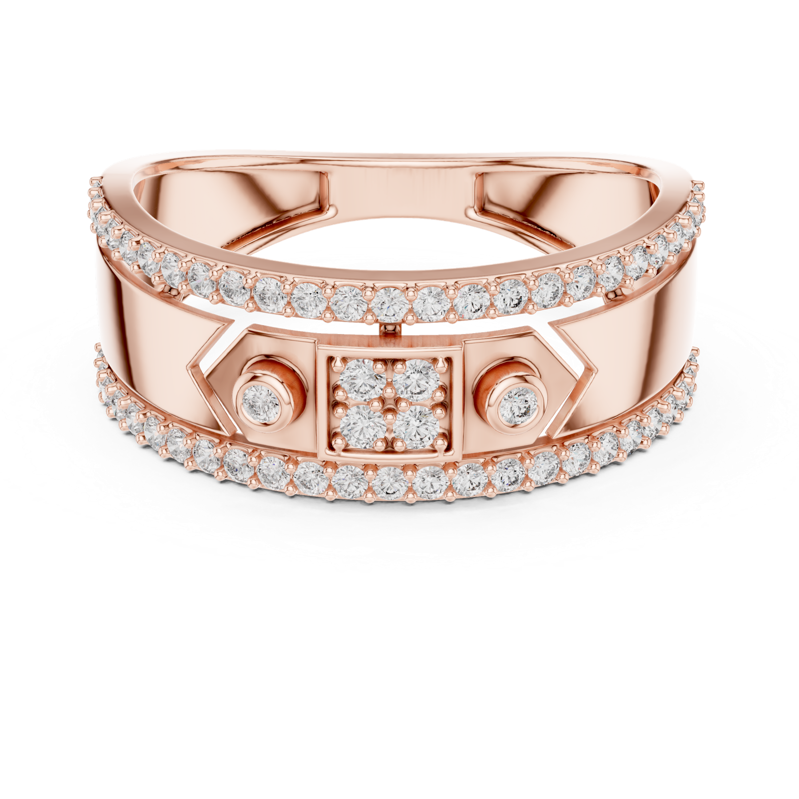 Gold Ring LR-01 (49), Rose Gold, view 4