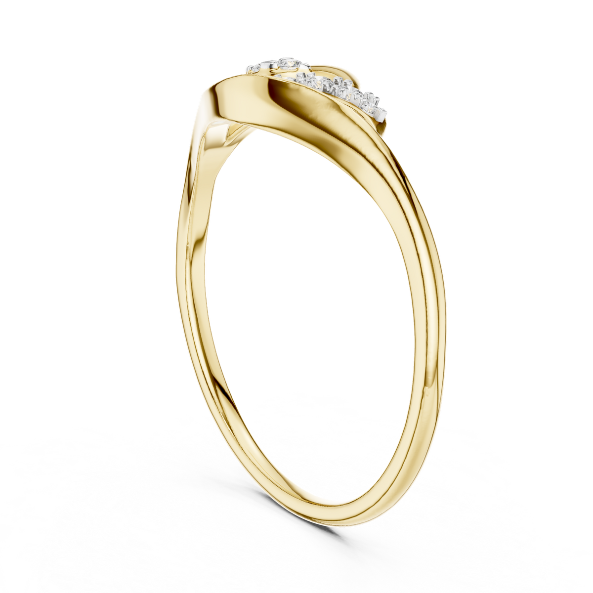 14K Solid Gold Lab Diamond Twist Ring, Yellow Gold, view 1
