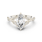 Gold Ring DDLR-257, Marquise center stone, White Gold