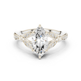 Gold Ring DDLR-257, Marquise center stone, White Gold