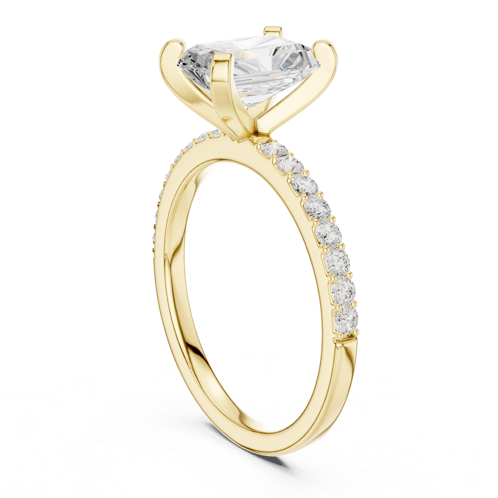 Gold Ring DDLR-040, Radiant center stone, Yellow Gold, view 1