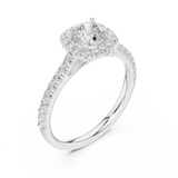 Gold Halo Pave Engagement Ring, Cushion center stone, White Gold, view 2