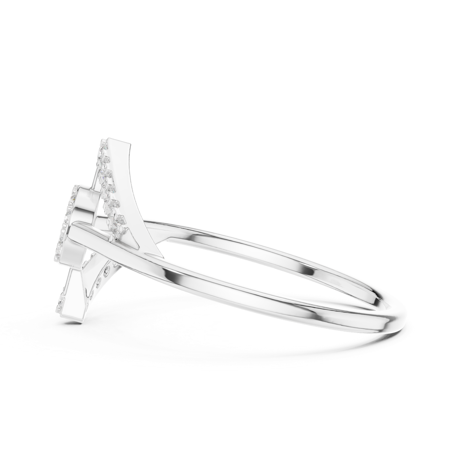 Gold Ring HLR-202, White Gold, view 3