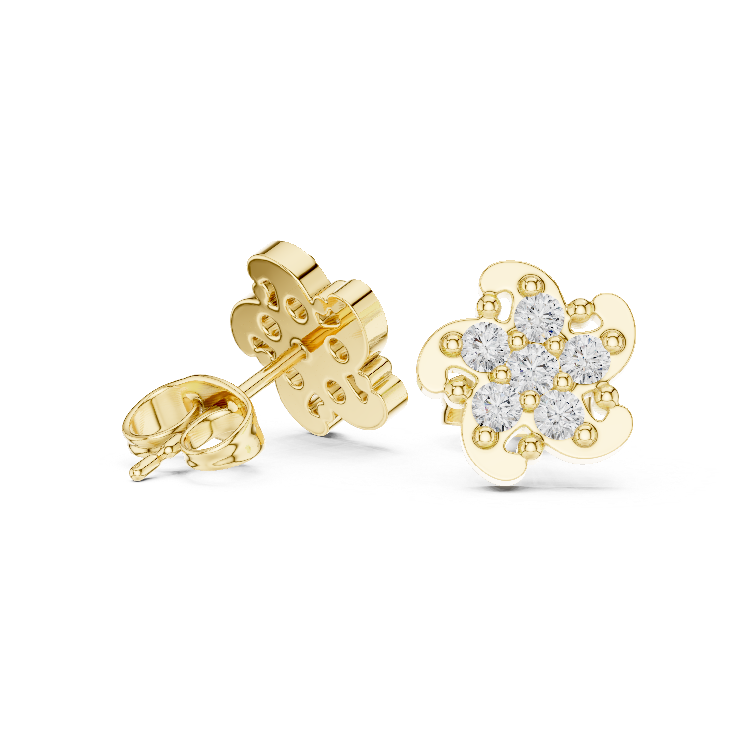 Gold Earrings 9-10033E, Yellow Gold, view 1