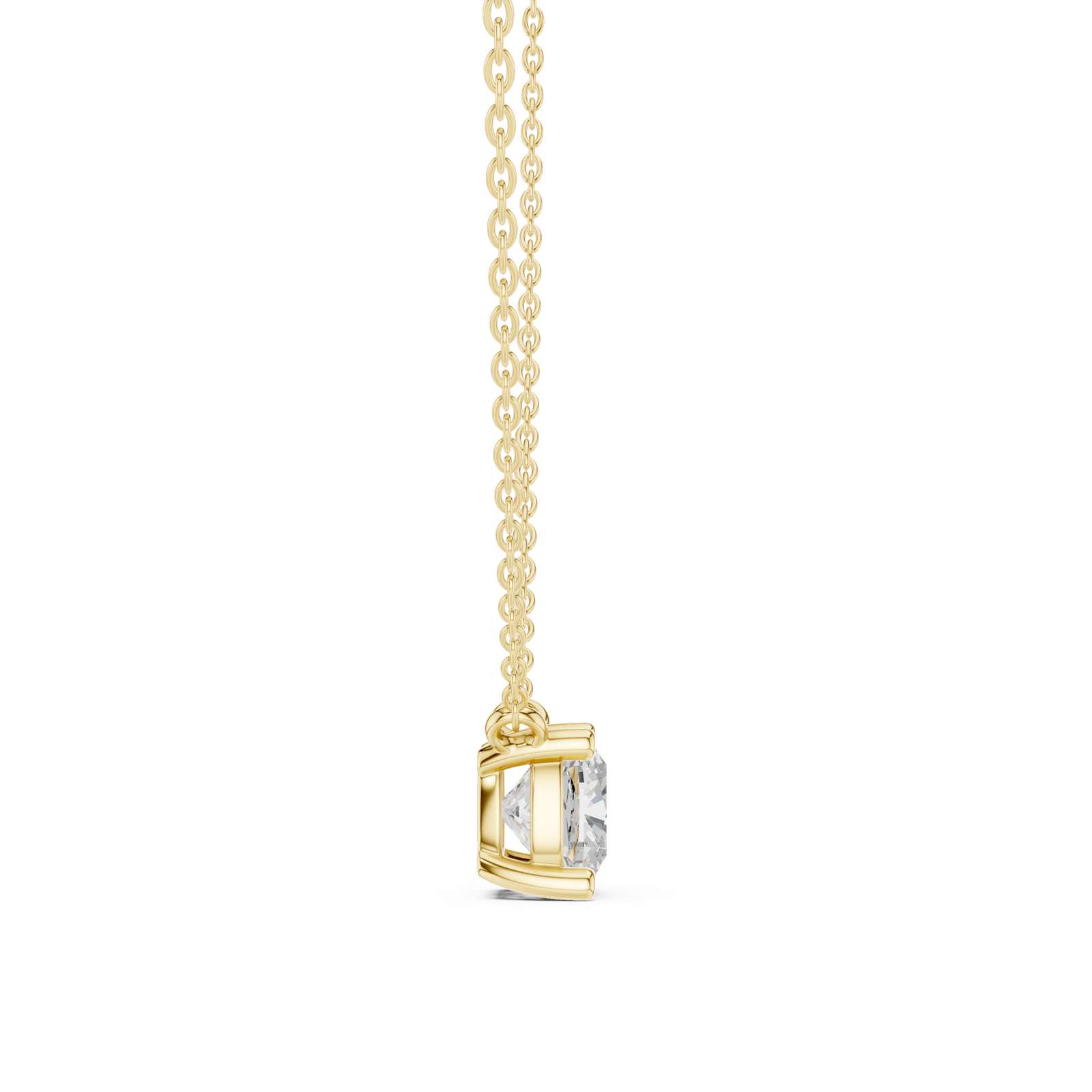 Gold Jewelry, Cushion center stone, Yellow Gold, view 3