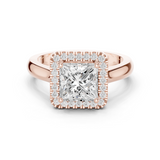 Gold Ring DDLR-338, Princess center stone, Rose Gold
