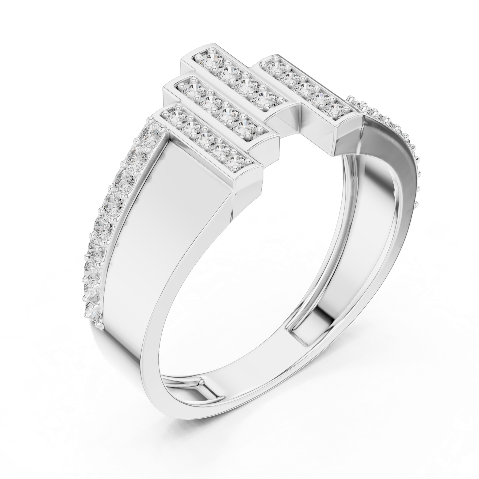 Gold Ring LR-01 (28), White Gold, view 2
