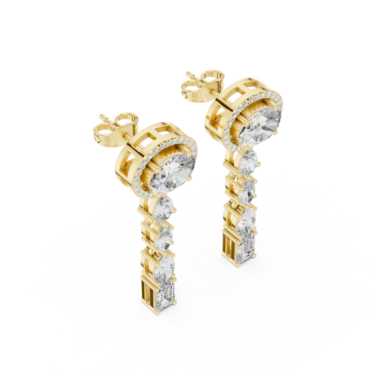 14K Solid Gold Lab Diamond Drop Earrings, Yellow Gold, view 2