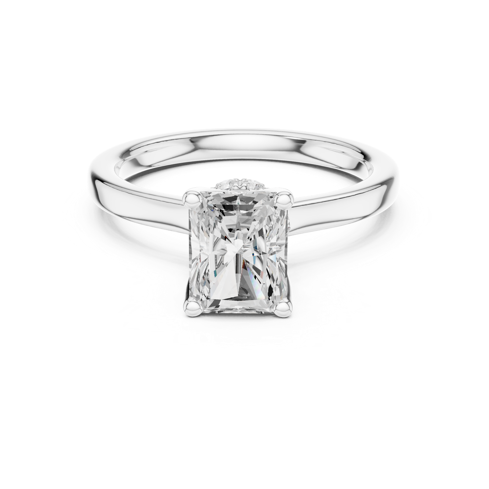 Gold Ring DDLR-176, Radiant center stone, White Gold, view 4