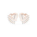14K Solid Gold Lab Diamond Heart Cluster Earrings, Rose Gold