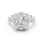 Gold Ring DDLR-442, Princess center stone, White Gold