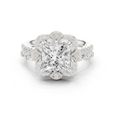 Gold Ring DDLR-442, Princess center stone, White Gold