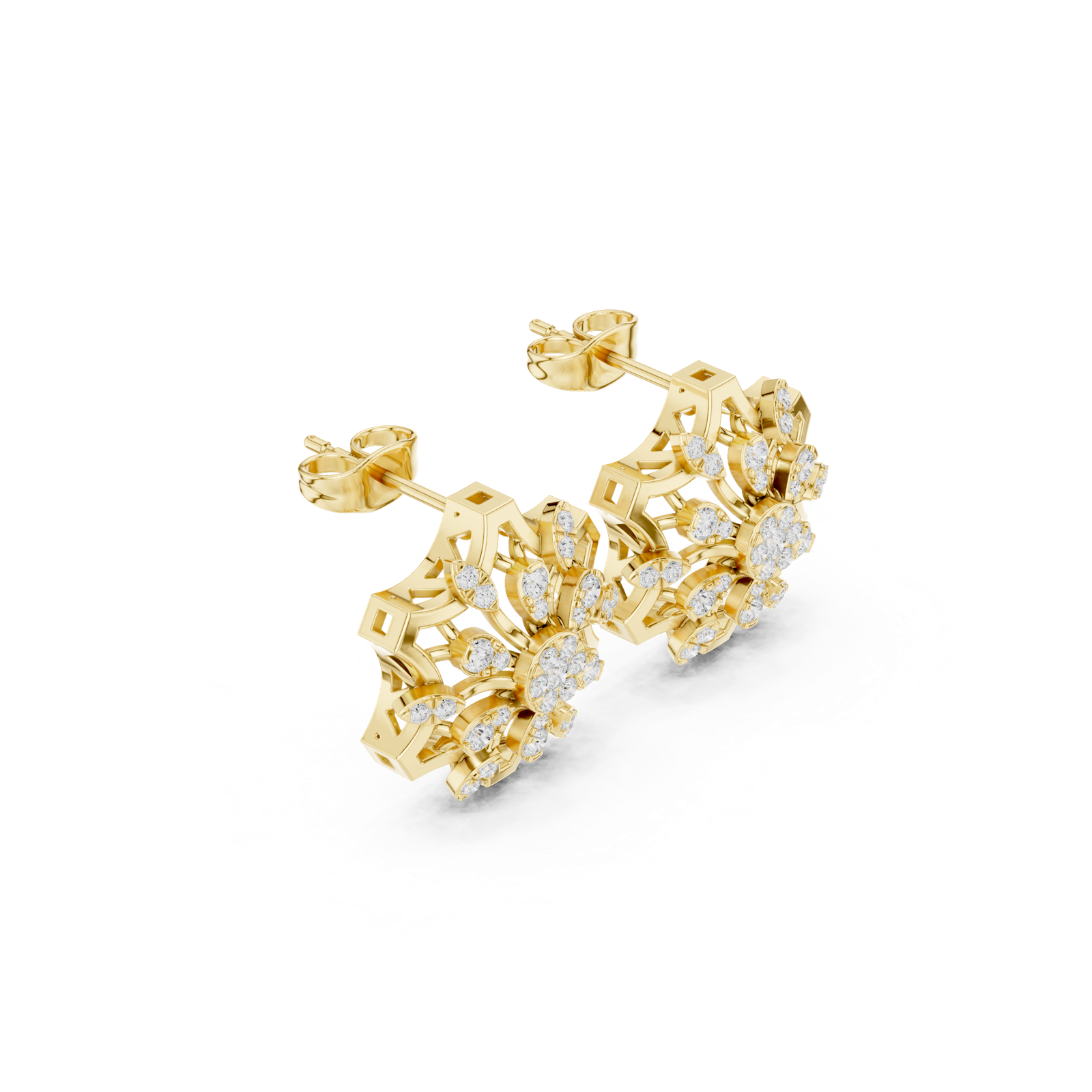 Gold Earrings 9-10016PE, Yellow Gold, view 1