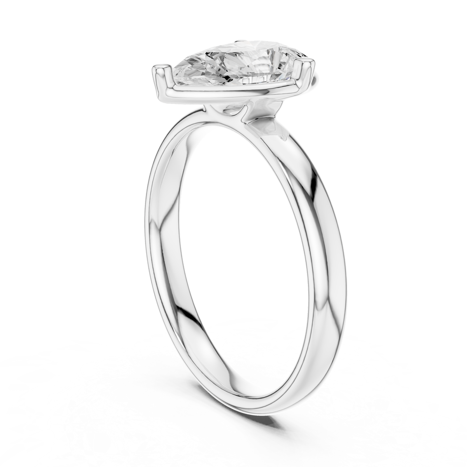 Gold Jewelry L36-10, Pear center stone, White Gold, view 1