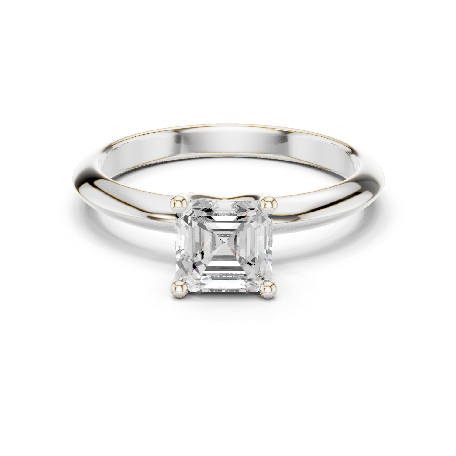 Gold Jewelry L36-6, Asscher center stone, White Gold