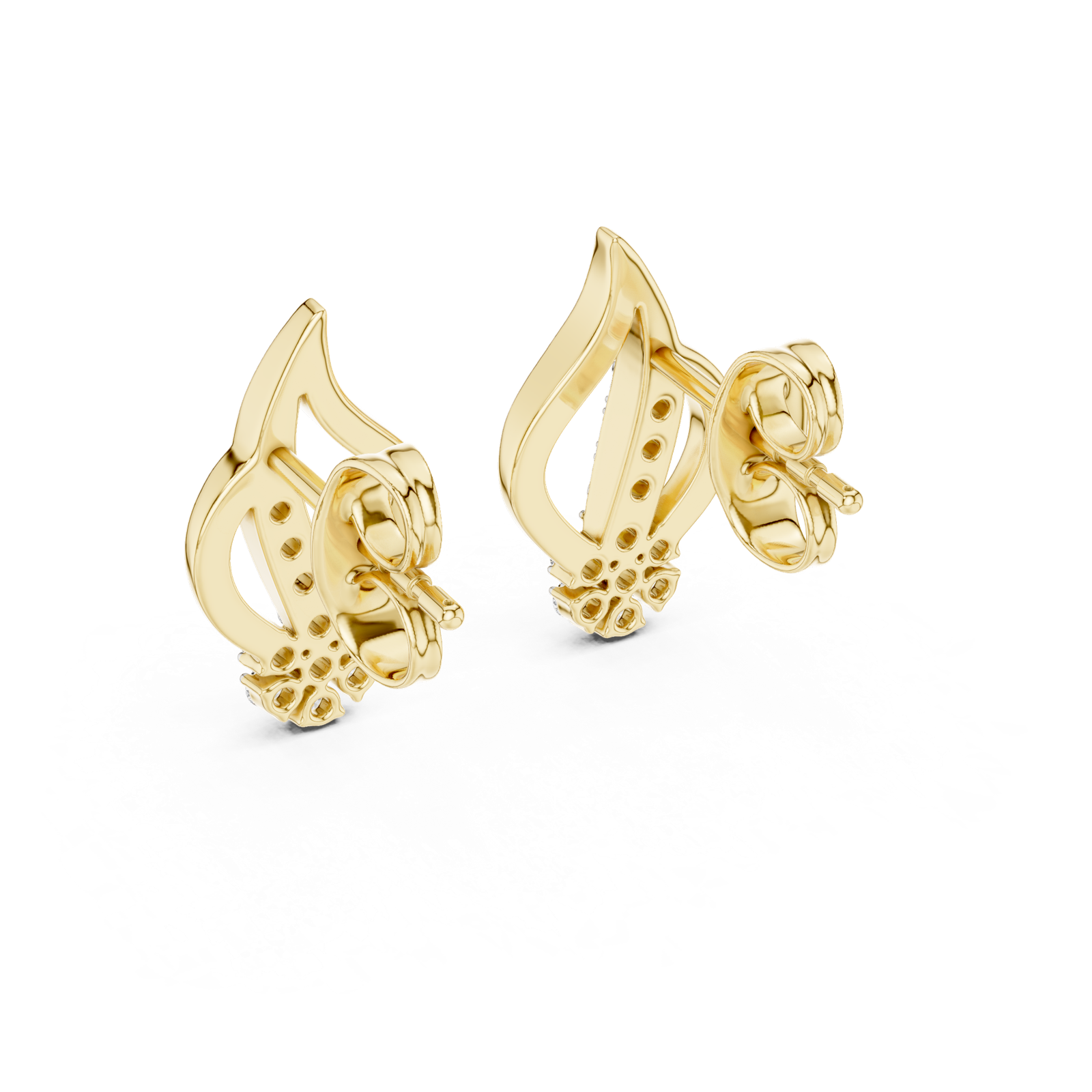 Gold Earrings 12-10014@E, Yellow Gold, view 3