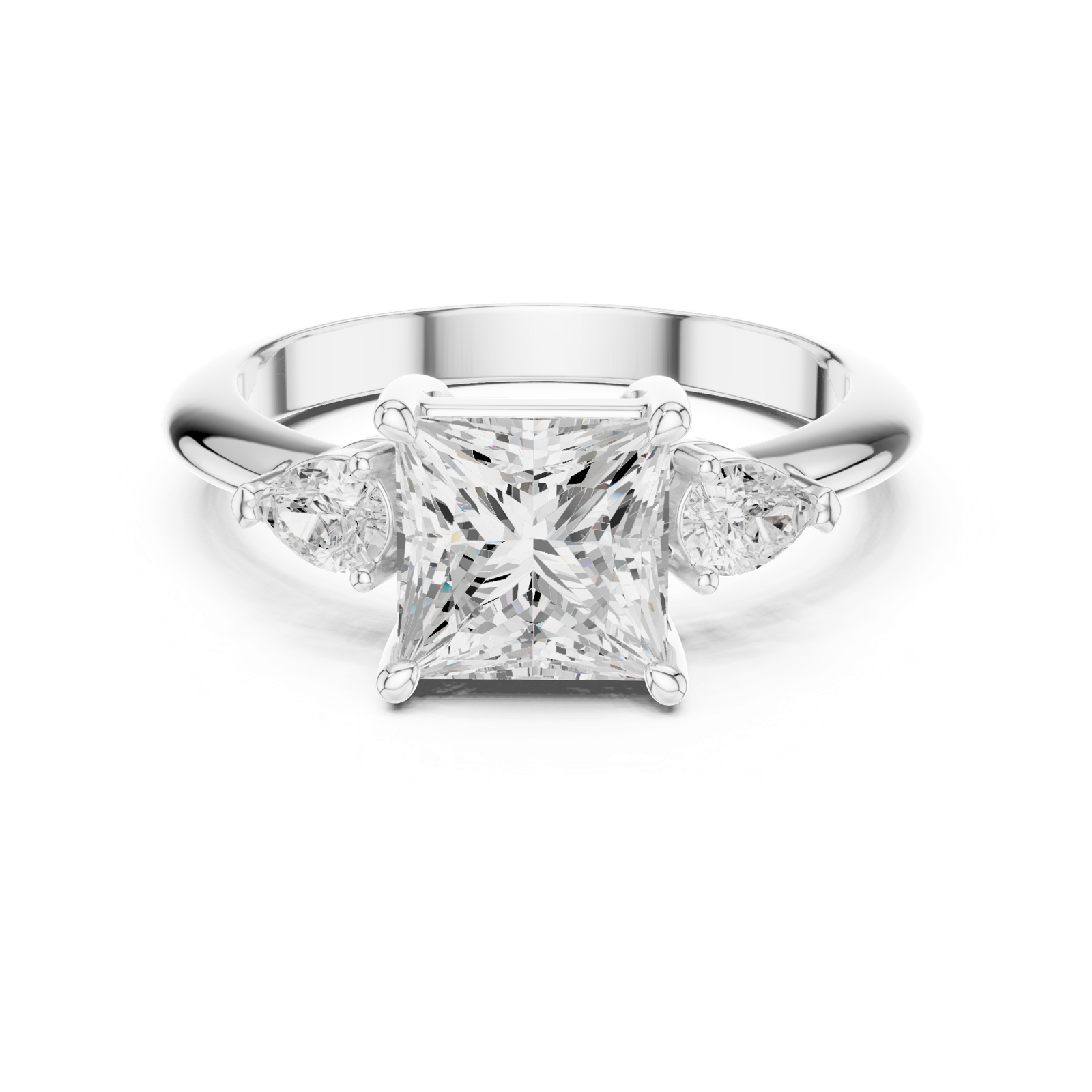 Gold Jewelry L35-66, Princess center stone, White Gold, view 4