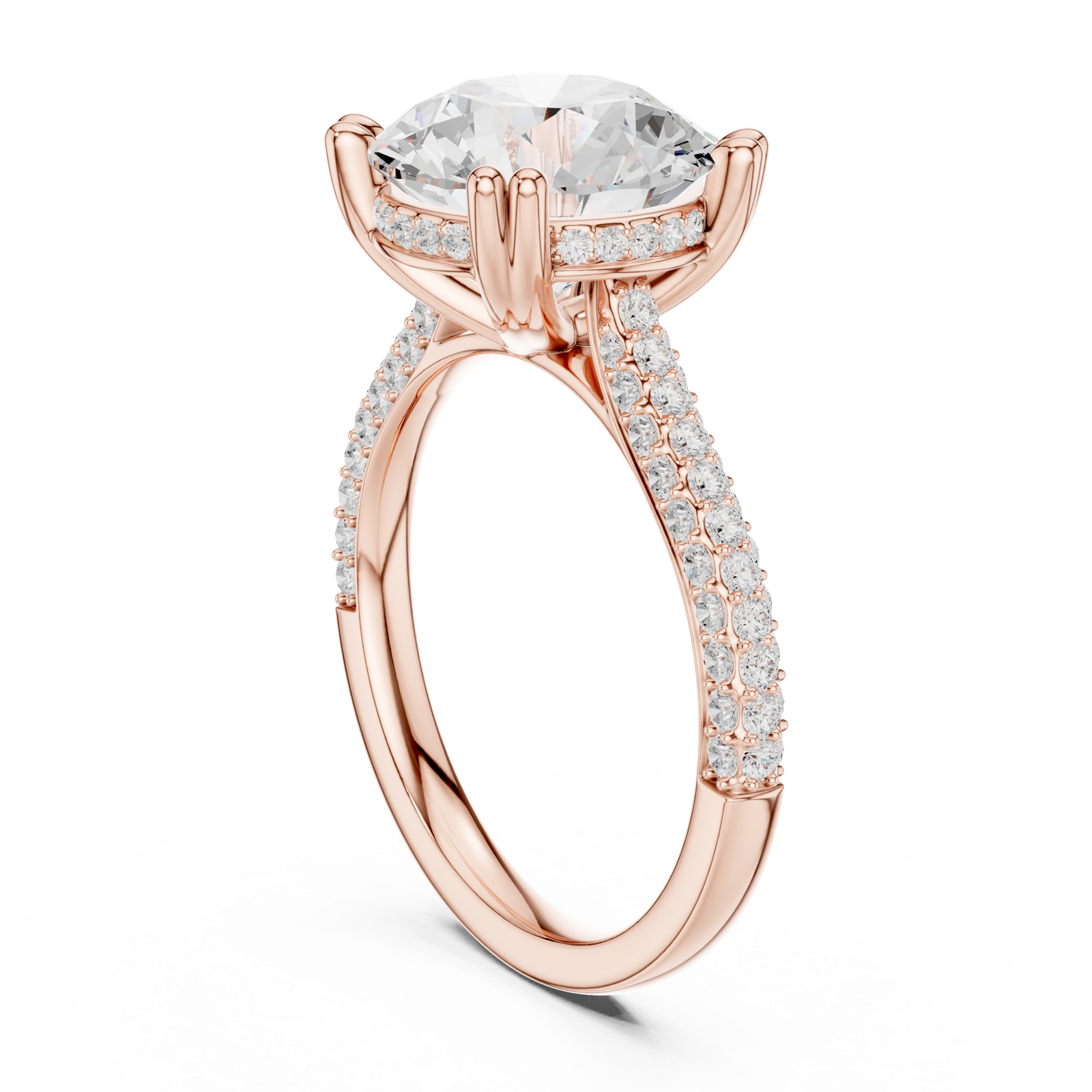 Gold Ring DDLR-260, Round center stone, Rose Gold, view 1