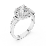 Gold Ring, Cushion center stone, White Gold